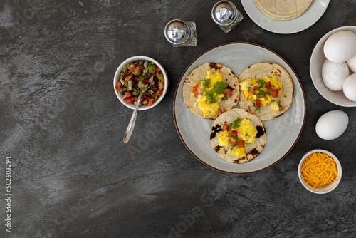 Scrambled Egg Breakfast Tacos with Salsa