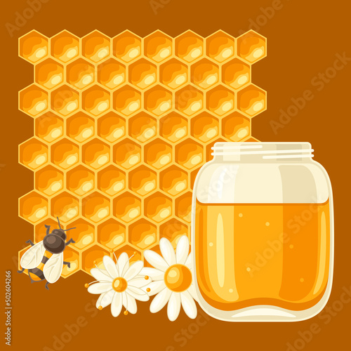 Background with honey items. Image for food and agricultural industry.