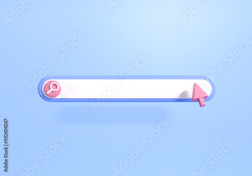 3d search bar template for website on blue background. search for browser concept. empty url icon symbol. rendering  illustration minimal style. photo