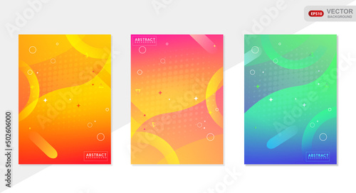 Abstract cover set. Vector Colorful bright background collection. Pop art with minimal design for posters, sales advertisement, banners, placards, Flyers