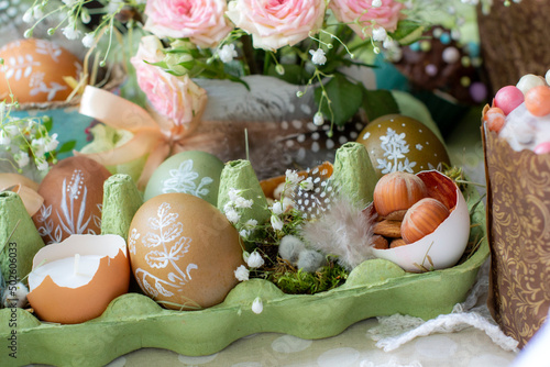 Easter decor with natural eggs