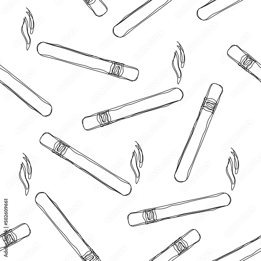Hand draw seamless pattern with cigar on white background Hand draw seamless pattern with cigar on white background