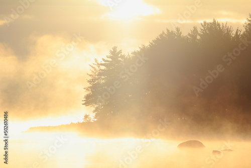 Canada, Nova Scotia, Misty morning on lake