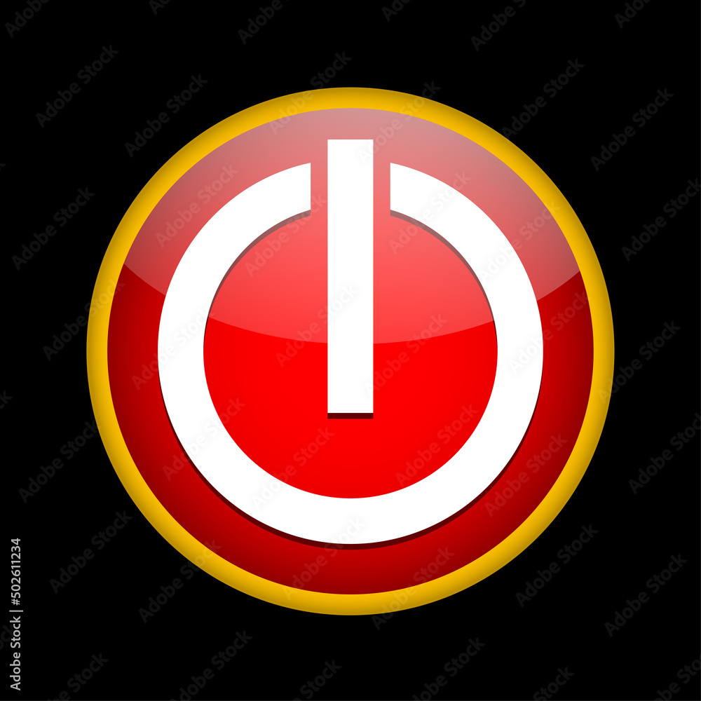 3d red power button on a black background with a white symbol. Vector illustration 3d red power button on a black background with a white symbol. Vector illustration