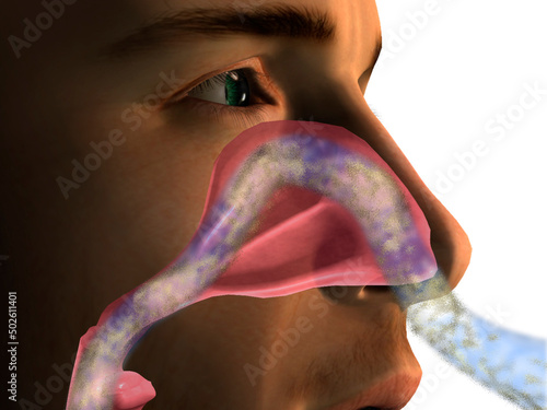 Close-up of a man breathing through his nose
