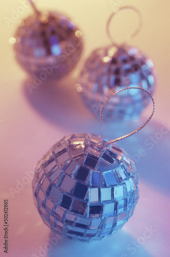 Close-up of disco mirrored balls photo