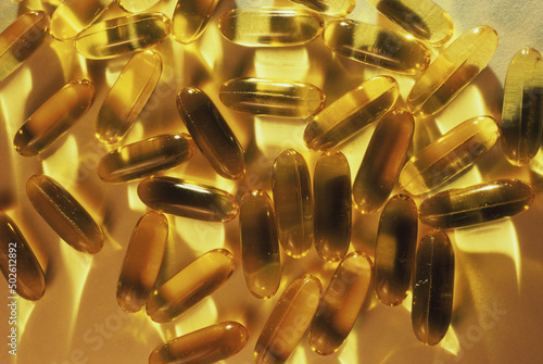 Close-up of vitamin capsules photo