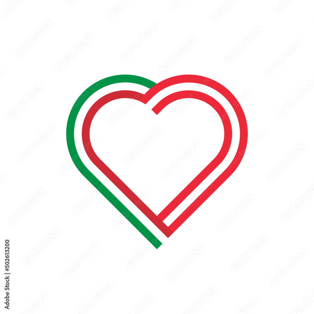 unity concept. heart ribbon icon of italy and austria flags. vector illustration isolated on white background