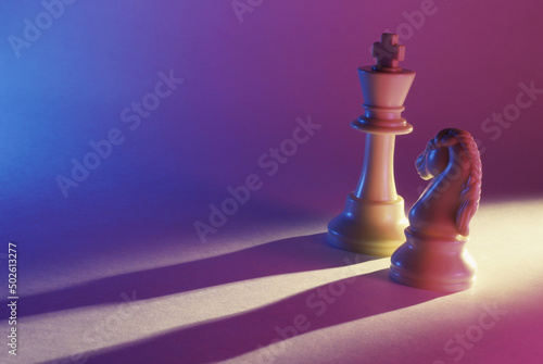 Close-up of two chessmen photo