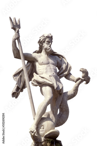 Low angle view of a statue, Poseidon Statue, Carcassonne, France