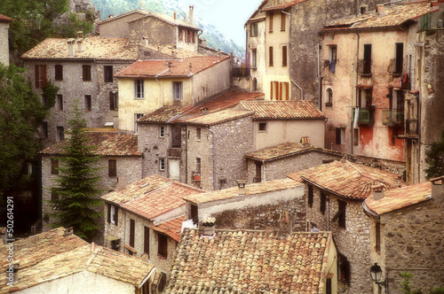Houses in a village, Peille, France