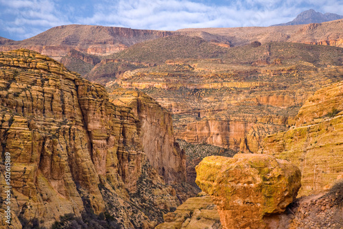 Panoramic view of mountains, Apache Trail, Superstition Mountains, Arizona, USA photo