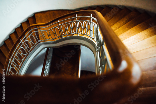 old vintage semicircular staircase