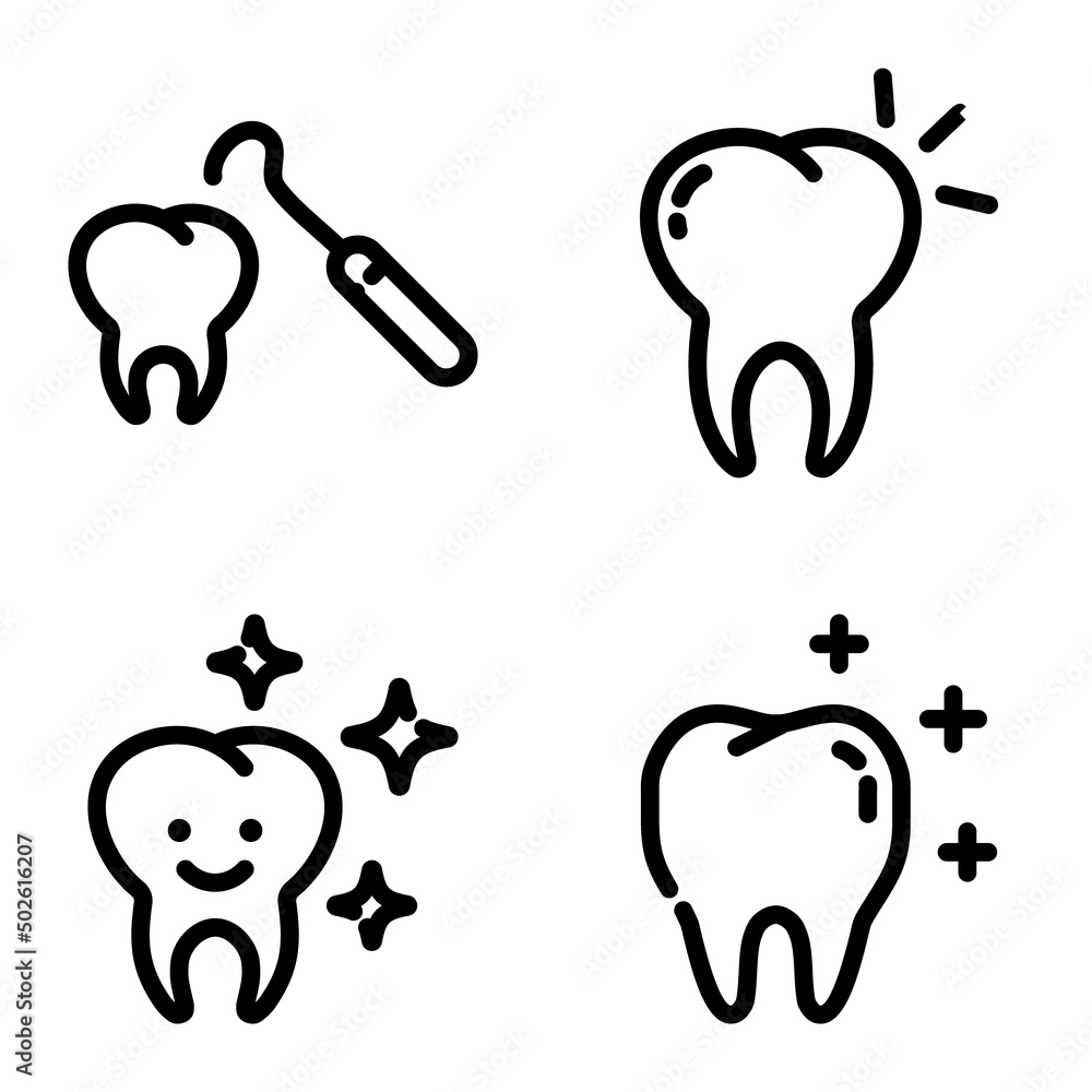 Dental Flat Icon Set Isolated On White Background Dental Flat Icon Set Isolated On White Background