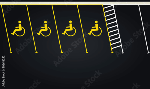 Parking area with disable person area. vector