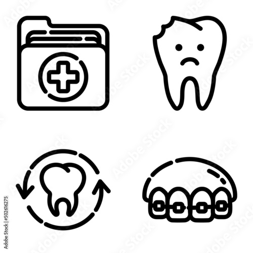 Dental Flat Icon Set Isolated On White Background