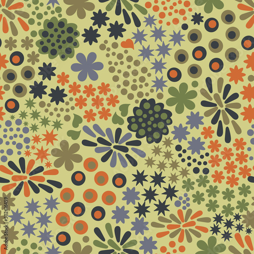 Abstract organic seamless texture, cartoon geometric pattern for kids, vector