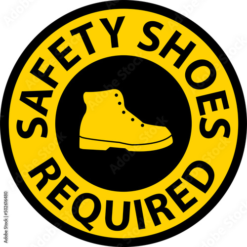 Safety Shoes Required Floor Sign On White Background