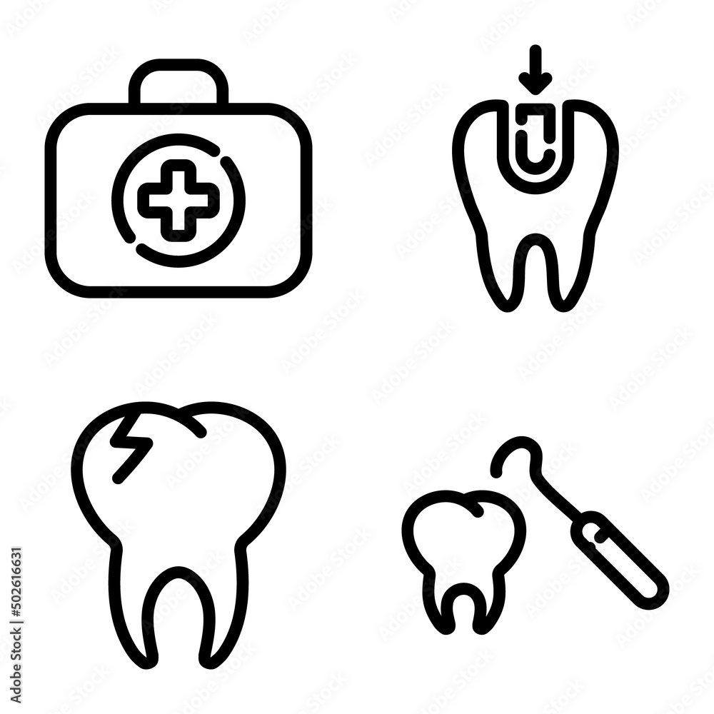Dental Flat Icon Set Isolated On White Background Dental Flat Icon Set Isolated On White Background