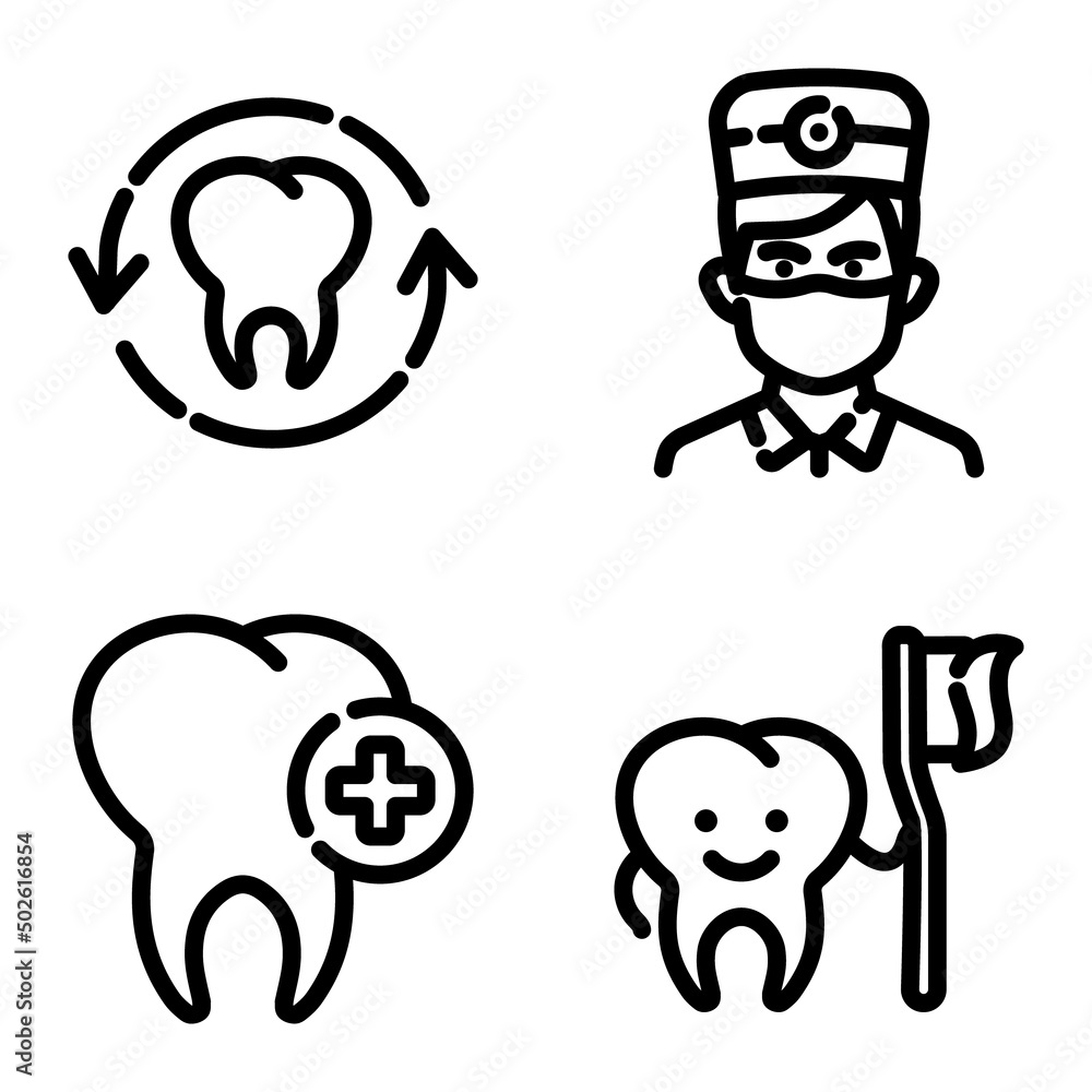 Dental Flat Icon Set Isolated On White Background Dental Flat Icon Set Isolated On White Background