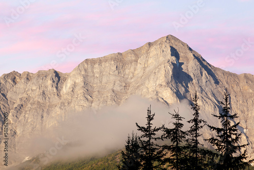 Canada, Alberta, Elbow-Sheep Wildland Provincial Park, Highwood Pass, Mount Lipsett at sunrise photo