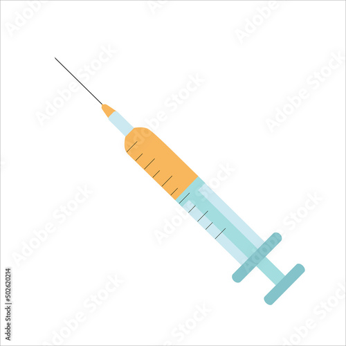 Medical syringe injection icon. Isolated vector drawing on a white background. Simple injection for sign or symbol