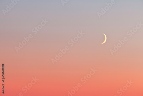 USA, Washington State, Sunset, Crescent moon photo