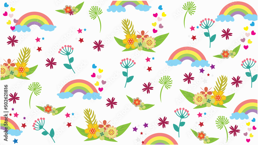 Cute flower seamless background for wrapping paper, fabric, wallpaper, etc. flower pattern with white background.