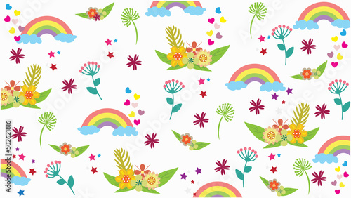 Cute flower seamless background for wrapping paper, fabric, wallpaper, etc. flower pattern with white background.