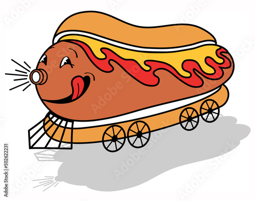 Hotdog train, illustration photo