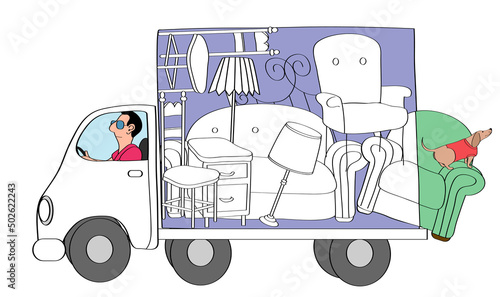 Man driving moving van