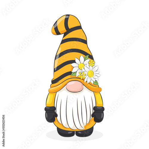 Gnomes bee. Spring-summer dwarf. Vector illustration.