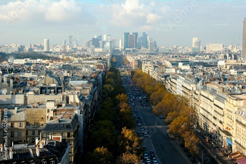 Avenue De La Grande Armee view from Arc De Triomphe, La Defense, Paris, Ile-de-France, France photo