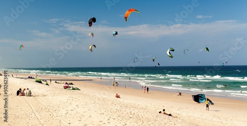 Australia, Queensland, Gold Coast, Surfers Paradise, Participants racing in the Gold Coast Kitejam 2012 Championship