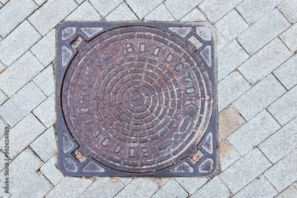 manhole cover in the street 