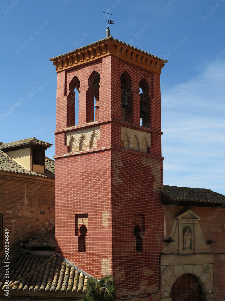 Church of San Cipriano. Old city of Toledo. Spain.
View of the bell tower. Islamic Mudejar art of the 12 century.
UNESCO World Heritage.