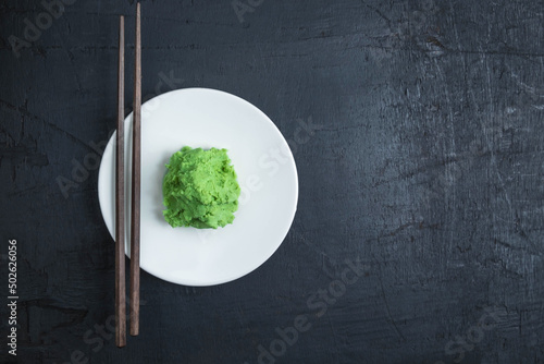 Wasabi food of Japan on black background