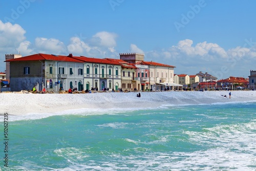 seascape of the Tuscan coast in Marina di Pisa, Pisa, Italy