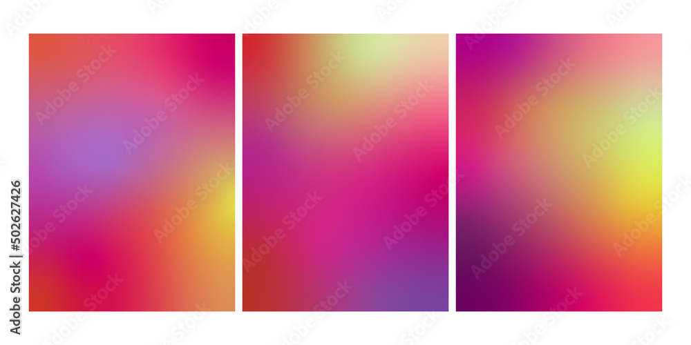 Fototapeta premium Set of abstract purple gradient background. Vector blurred design