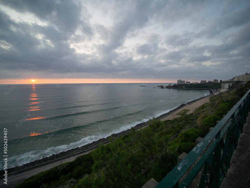 Majestic and panoramic sunset, Cote des basques, Biarritz