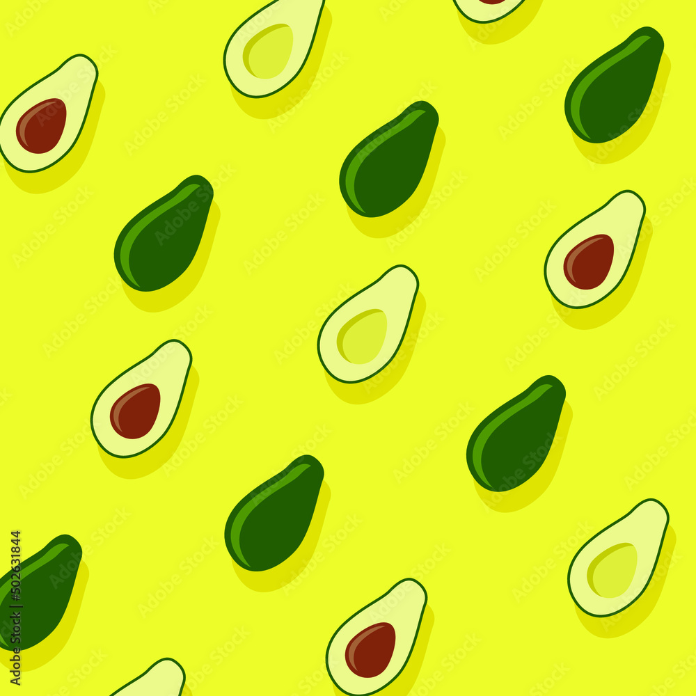 Fresh Fruits pattern with Avocado slices Fresh Fruits pattern with Avocado slices