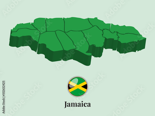 3D Map of Jamaica, Vector illustration Stock Photos, Designs
