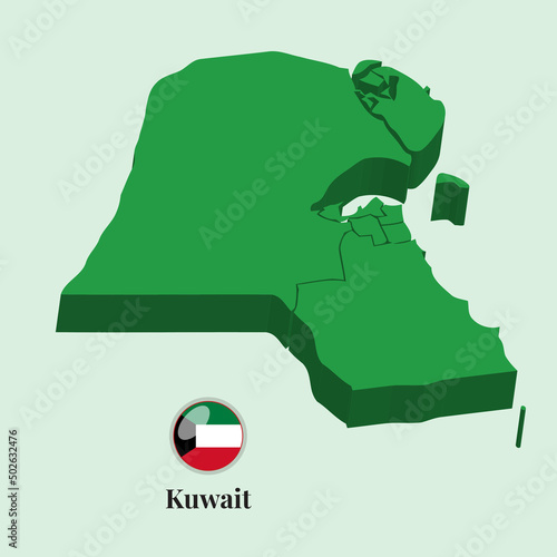 3D Map of Kuwait, Vector illustration Stock Photos, Designs