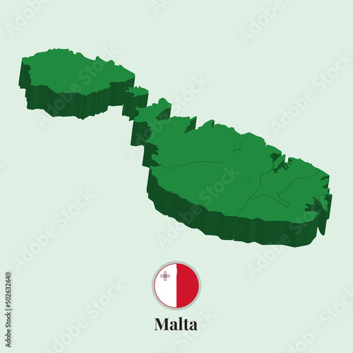 3D Map of Malta, Vector illustration Stock Photos, Designs