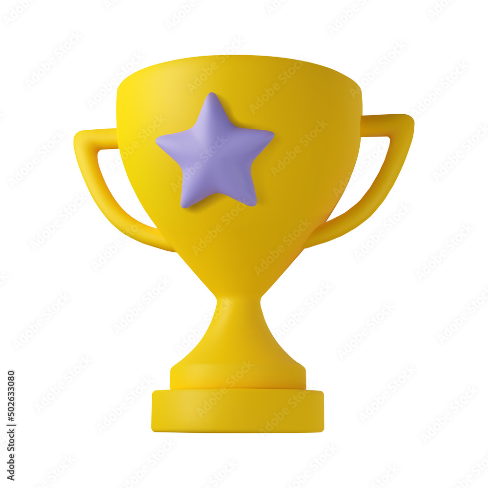 3d trophy cup icon. Vector prize award illustration, isolated on white ...