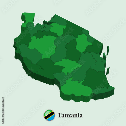 3D Map of Tanzania, Vector Stock Photos Designs