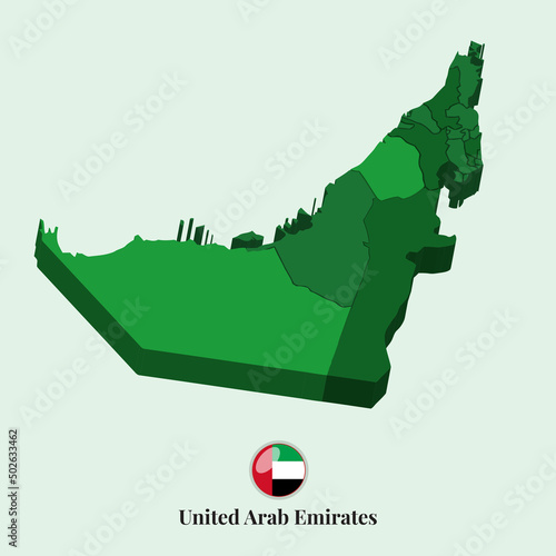 3D Map of United Arab Emirates, Vector Stock Photos Designs