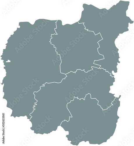 Gray flat blank vector map of raion areas of the  Ukrainian administrative area of CHERNIHIV OBLAST  UKRAINE with white  border lines of its raions