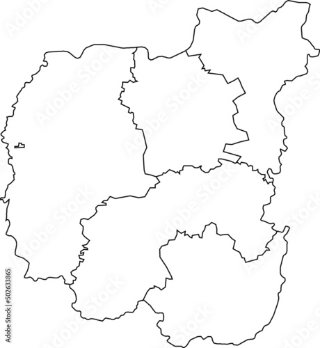 White flat blank vector map of raion areas of the Ukrainian administrative area of CHERNIHIV OBLAST  UKRAINE with black border lines of its raions