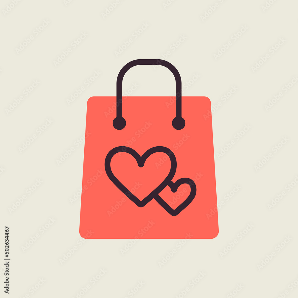 Gist bag with heart vector icon Gist bag with heart vector icon